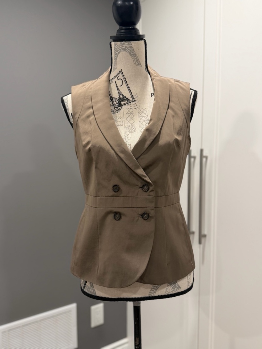 Banana Republic Double-Breasted Sleeveless Vest - Olive
